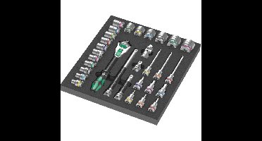 Wera 9722 Schuimrubberen inzetstuk met 8000 C Zyclop ratel 1/2" Set 1, 31-delig gereedschapsset