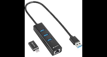 Sharkoon 3-Port USB 3.2 Gen 1 Aluminium + Gigabit LAN dockingstation