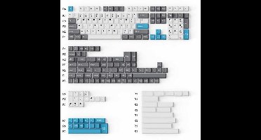 Keychron Cherry Profile Double - Shot PBT Full Set Keycaps - Grey, White, and Blue