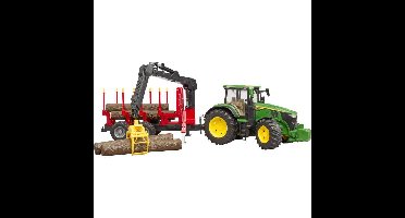bruder John Deere 7R 350 met aanhanger en 4 boomstammen modelvoertuig