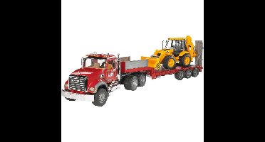 bruder MACK Granite truck met dieplader en JCB 4CX modelvoertuig