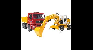 bruder MAN TGA Kiepwagen met Liebherr kraan modelvoertuig