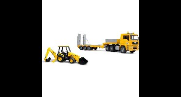 bruder MAN TGA Dieplader met JCB MIDI Baggerlader modelvoertuig