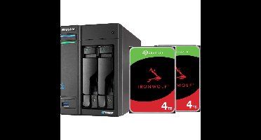 Asustor Lockerstor 2 incl. 2x Seagate IronWolf 4 TB harde schijf nas