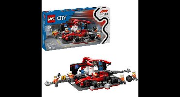 LEGO City - F1 pitstop en pitcrew met Ferrari auto Constructiespeelgoed