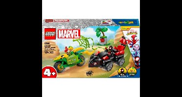 LEGO Marvel Spidey And His Amazing Friends - Spin en Electro achtervolging met dinosaurusvoertuigen Constructiespeelgoed