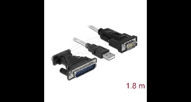 DeLOCK Adapter USB 2.0 Type-A > 1 x Serial DB9 RS-232 + Adapter DB25