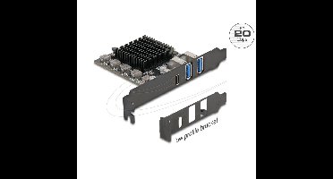DeLOCK PCI Express x4 Card to 1 x USB Type-C 20 Gbps + 2 x Type-A 10 Gbps - Low Profile Form Factor usb-controller