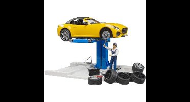 bruder bworld Car Service Centre + BRUDER Roadster speelgoedvoertuig