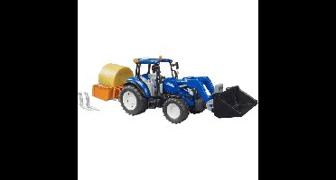bruder New Holland T5.120 met voorlader, kiepbak en vorken modelvoertuig