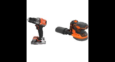 BLACK+DECKER 18V Schroefklopboormachine + 18V Excentrische schuurmachine Bundel