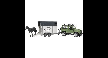 bruder Land Rover Defender met paardentrailer modelvoertuig