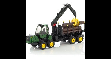 bruder John Deere 1210E Forwarder met vier boomstammen en grijper modelvoertuig