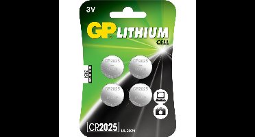 GP CR2025 lithium knoopcel batterij 3V - voordeelverpakking 4 stuks