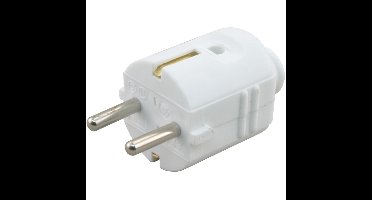 Witte rechte stekker met kabelinvoer - geaarde platte stekker recht wit