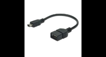 AK-300310-002-S USB-kabel USB 2.0 0,2 m Mini-USB B USB A Zwart