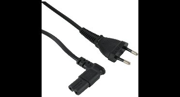 Haaks netsnoer zwart 2,0 meter - voedingskabel met hoekstekker
