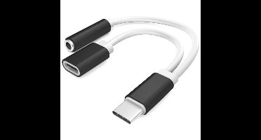 USB-C naar USB-C + 3,5mm jack adapter voor smartphone en tablet