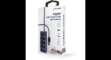 USB 3.1 (Gen 1) 4-poorts powered hub met schakelaars - zwart