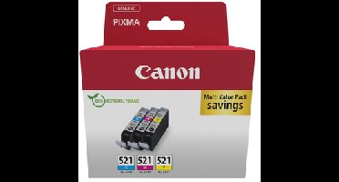 CLI-521 C/M/Y inktcartridge multipack - cyaan, magenta en geel - originele inkt