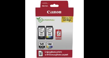 PG-545 / CL-546 Value Pack zwart & kleur inktcartridges met fotopapier