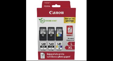 PG-540L / CL-541XL 3-pack met fotopapier - originele inktcartridges zwart en kleur