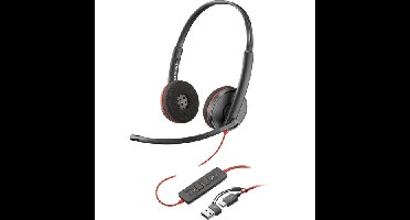 HP Blackwire 3220 Stereo USB-C Headset met USB-C/A Adapter Zwart (Bulk)