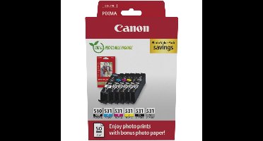 PGI-530/CLI-531 PVP inktcartridge 6 stuk(s) Origineel Zwart, Cyaan, Grijs, Magenta, Foto zwart, Geel