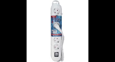 6-voudige stekkerdoos met randaarde en verlichte schakelaar 3,0 m 3x1,5 mm²