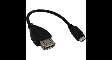 Micro USB OTG Kabel 15cm - Micro USB-B (M) naar USB-A (Vrouwelijk)