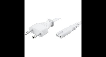 Wit cassetterecordersnoer 1,5 meter - netsnoer voor cassetterecorder