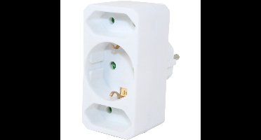 Verloopstekker met 2x Euro en 1x RA stopcontact - Wit