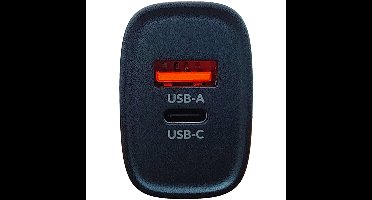 25W Thuislader met USB-A en USB-C - Zwart