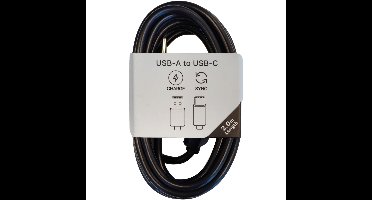 USB-A naar USB-C oplaad- en datakabel 2 meter Zwart