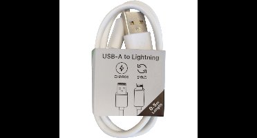 To Go USB-A naar Lightning Kabel 0,5m - Wit - Snel Opladen (2A/10W, non-MFI)