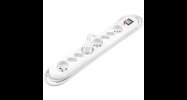 TCD 8V stekkerdoos met overspanningsbeveiliging en schakelaar 3,0m - wit