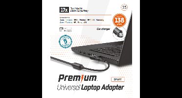 Universele laptop autolader 138W met 17 verwisselbare tips