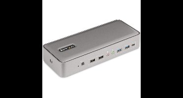 Dual-Laptop USB-C KVM Docking Station, Dual Monitor 4K 60Hz DisplayPort Dock, 5-Port USB Hub, GbE, 90W/45W Power Delivery voor Twee Laptops, Windows/M