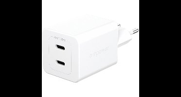 empower™ by ® Turbo 45W Charger incl. 2 x USB-C | EU Plug | Silver White Smartphone Wit AC Binnen