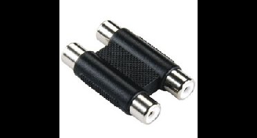 Zwarte 2x tulp adapter (vrouwelijk-vrouwelijk) - audio RCA koppelstuk