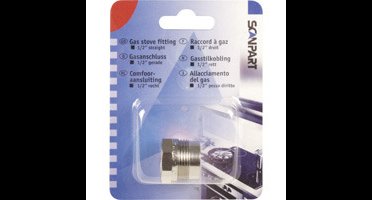 Comfooraansluiting 1/2 inch recht voor gasslang en gasfornuis