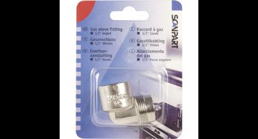 Haakse comfooraansluiting 1/2 inch voor gasslang en gasfornuis (Giveg-norm)