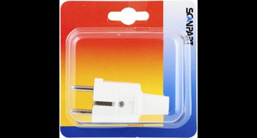 Witte steker met randaarde en penaarde - haakse PVC stekker