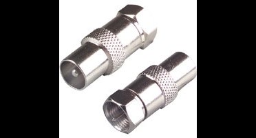 Antenne adapter F-connector (mannelijk) naar 9,5 mm coax (mannelijk) - metalen uitvoering