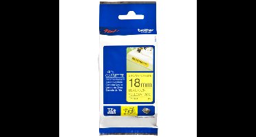 TZe-S641 Schriftbandkassette 18 mm Gelb mit schwarzer Schrift - extra starke Klebkraft