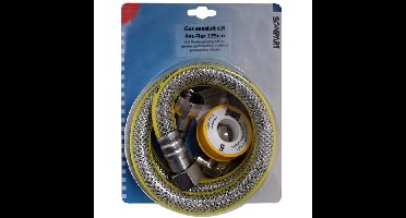 Gas aansluitslang set RVS flexibel 125 cm