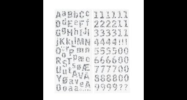 Stickers - letters en cijfers - glitter zilver
