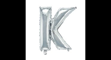 Letterballon zilverkleurig - 32 cm - K