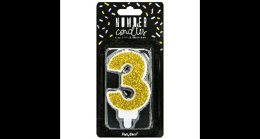 PartyDeco cijferkaars - glitter goud - 3