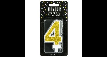 PartyDeco cijferkaars - glitter goud - 4